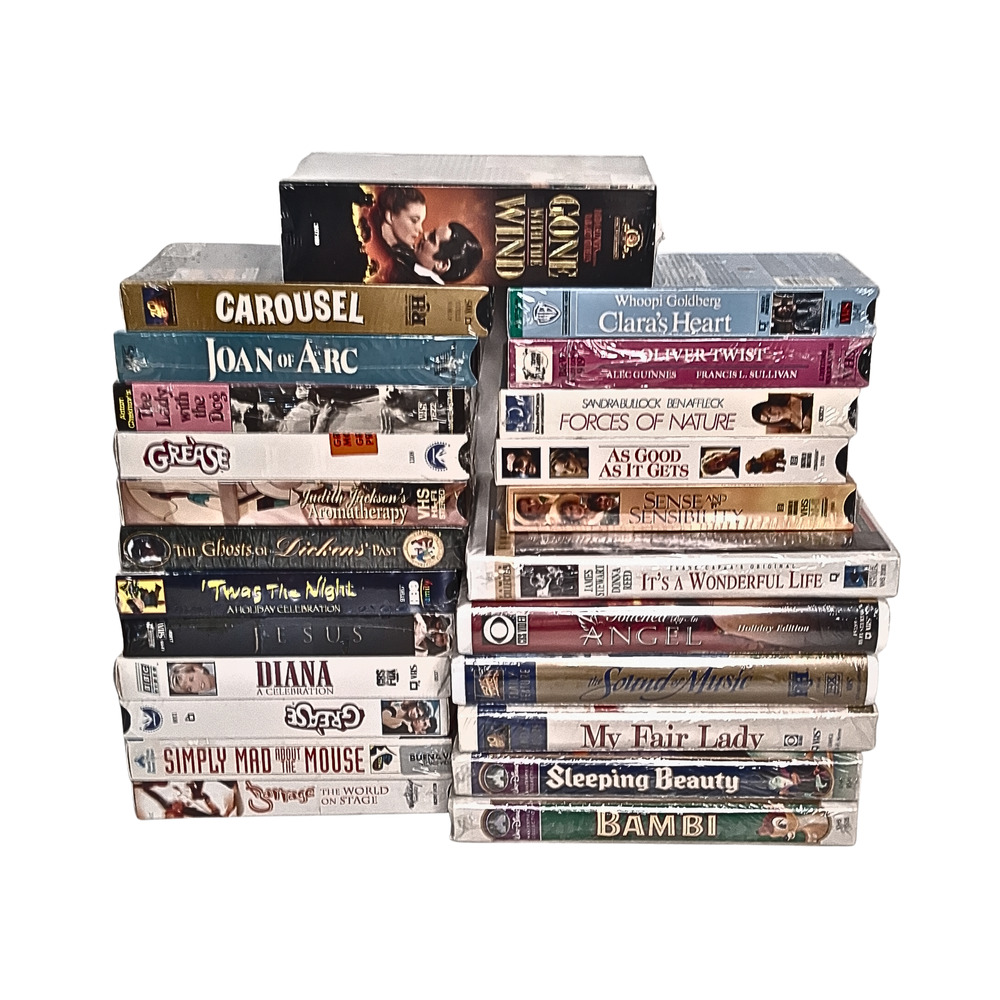 Lot of 24 Sealed VHS Movies -Bambi- Grease Mixed Collection - 6 Are Clamshells